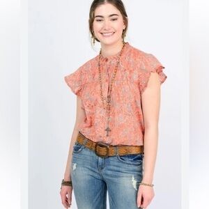 Sister Mary Bertha boho Cotton Flutter Sleeve Blouse